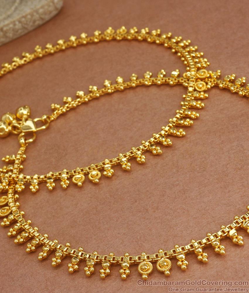 10 Inch Real Gold Pattern Gold Anklet Traditional Pattilu Designs For Womens ANKL1190