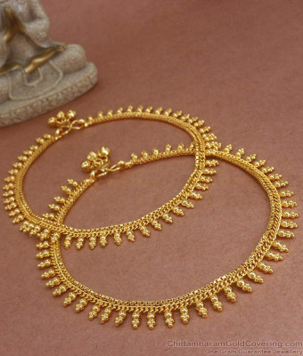 11 Inch Bridal True Gold Tone Anklet Golden Beads Design Shop Online ANKL1193