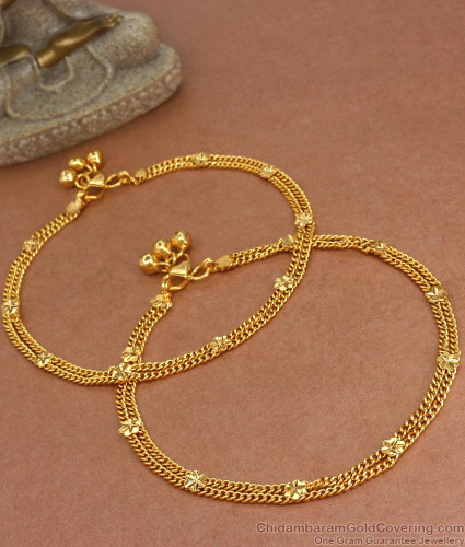 10 Inch Double Line Payal Designs With Beads ANKL1196