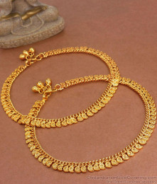 10.5 Inch Heavy Mango Gold Anklets Designs ANKL1200