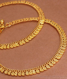 10.5 Inch Heavy Mango Gold Anklets Designs ANKL1200