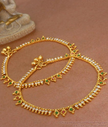 10.5 Inch Trendy Gold Multi Stone Payal Designs ANKL1205