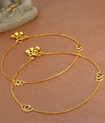 10.5 Inch Daily Wear Gold Plated Anklet Heart Design ANKL1206
