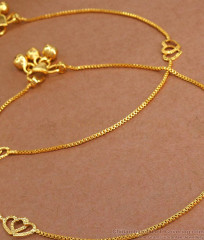 10.5 Inch Daily Wear Gold Plated Anklet Heart Design ANKL1206 10.5 Inch Daily Wear Gold Plated Anklet Heart Design ANKL1206