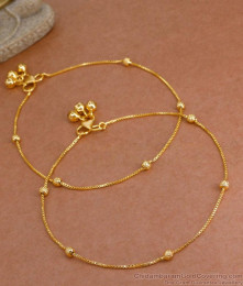 11 Inch Simple Thin One Gram Gold Covering Anklets For Girls ANKL1213