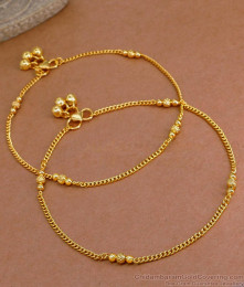 11 Inch Light Weight Gold Payal Designs For Everyday Use ANKL1214