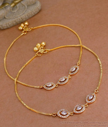 11 Inch Full White Stone Gold Imitation Anklet Designer Collection ANKL1220