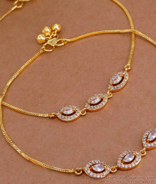 11 Inch Full White Stone Gold Imitation Anklet Designer Collection ANKL1220