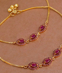 11 Inch New Model Ruby Stone Gold Payal For Women Function Wear ANKL1221