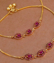 10 Inch New Model Ruby Stone Gold Payal For Women Function Wear ANKL1221