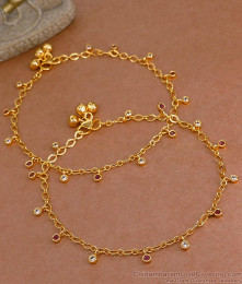 10 Inch Attractive Hanging Stone Beads Light Weight Gold Payal ANKL1222