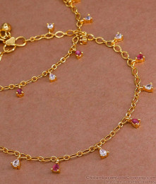 11 Inch New Arrival Ruby White Stone Anklets Fashion Jewelry For Girls ANKL1223