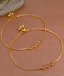 11 Inch Daily Wear Ruby Stone Anklet One Gram Gold Jewellery ANKL1227