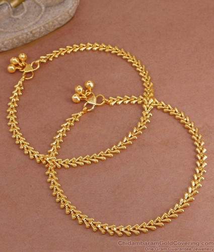 11 Inch 22Kt Gold Plated Anklet Hanging Beads Design For Women ANKL1234