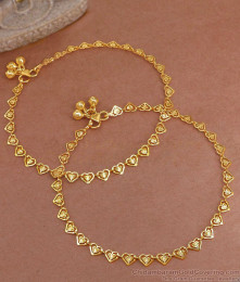 11 Inch Light Weight Heart Charms Gold Plated Anklet Designs ANKL1237