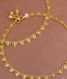 11 Inch Light Weight Heart Charms Gold Plated Anklet Designs ANKL1237