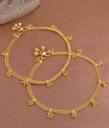 10.5 Inch Trendy Gold Imitation Anklet With Hanging Beads ANKL1238
