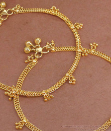 10.5 Inch Trendy Gold Imitation Anklet With Hanging Beads ANKL1238