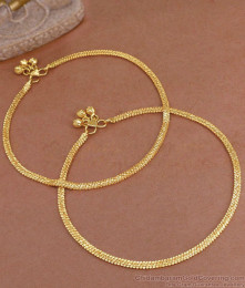 11.5 Inch Buy Pure Gold Tone Flat Anklet Design Shop Online ANKL1240