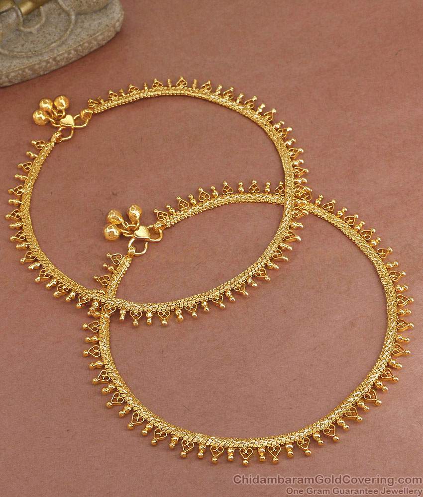 11 Inch Beautiful Gold Design Anklet Collection For Marriage ANKL1251