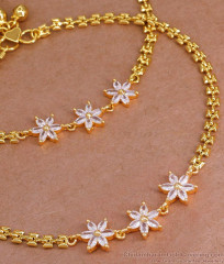 10.5 Inch Buy Attractive Gold Imitation Payal White Stone Flower Design ANKL1254 10.5 Inch Buy Attractive Gold Imitation Payal White Stone Flower Design ANKL1254