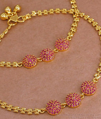 11 Inch New Arrival Gold Imitation Anklet Ruby Stone Half Ball Design ANKL1255 11 Inch New Arrival Gold Imitation Anklet Ruby Stone Half Ball Design ANKL1255