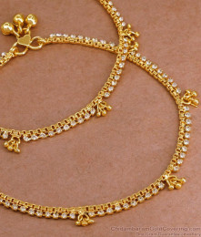 11 Inch Latest Bridal Wear Ad Stone Micro Gold Plated Anklet Design ANKL1257