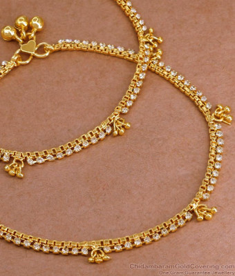 11 Inch Latest Bridal Wear Ad Stone Micro Gold Plated Anklet Design ANKL1257