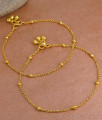 10.5 Inch Thin One Gram Gold Beads Anklet Design For Daily Wear ANKL1263 10.5 Inch Thin One Gram Gold Beads Anklet Design For Daily Wear ANKL1263