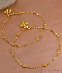 11 Inch Thin One Gram Gold Beads Anklet Design For Daily Wear ANKL1263