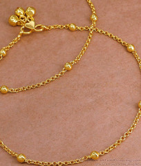 11 Inch Thin One Gram Gold Beads Anklet Design For Daily Wear ANKL1263