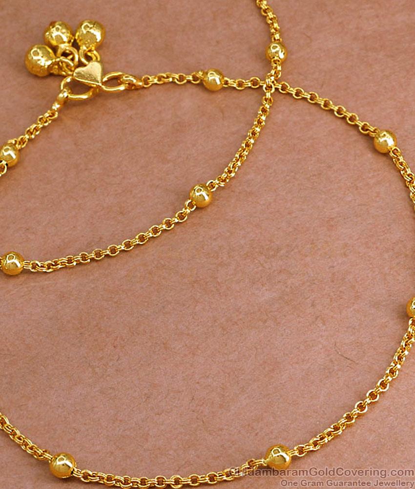 10.5 Inch Thin One Gram Gold Beads Anklet Design For Daily Wear ANKL1263 10.5 Inch Thin One Gram Gold Beads Anklet Design For Daily Wear ANKL1263