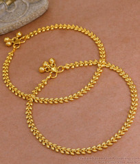 9.5 Inch Stylish Micro Gold Plated Leaf Design Anklets Without Stone ANKL1264