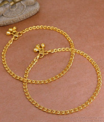 10 Inch Simple Gold Design Plain Payal Collection For Women ANKL1265