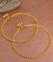 11 Inch Simple Gold Design Plain Payal Collection For Women ANKL1265