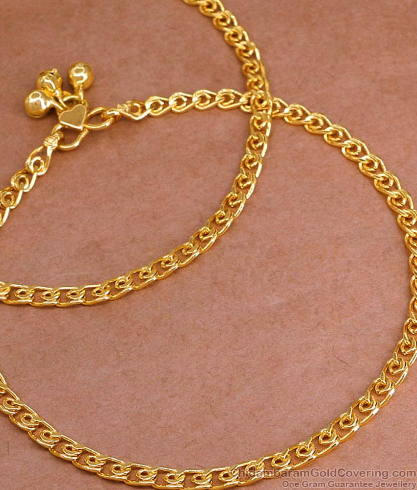 10.5 Inch Simple Gold Design Plain Payal Collection For Women ANKL1265 10.5 Inch Simple Gold Design Plain Payal Collection For Women ANKL1265