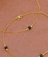 10 Inch Daily Wear One Gram Gold Black Beaded Evil Eye Payal Collections ANKL1267 10 Inch Daily Wear One Gram Gold Black Beaded Evil Eye Payal Collections ANKL1267