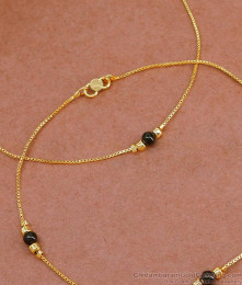 10 Inch Daily Wear One Gram Gold Black Beaded Evil Eye Payal Collections ANKL1267 10 Inch Daily Wear One Gram Gold Black Beaded Evil Eye Payal Collections ANKL1267