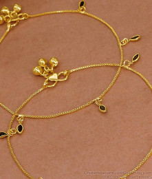 10.5 Inch Light Weight Gold Imitation Anklet With Black Stone Hanging Charms ANKL1269 10.5 Inch Light Weight Gold Imitation Anklet With Black Stone Hanging Charms ANKL1269