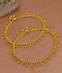 10.5 Inch Beautiful Hanging Gold Beads Bridal Payal Collections For Women ANKL1270 10.5 Inch Beautiful Hanging Gold Beads Bridal Payal Collections For Women ANKL1270