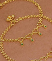 11 Inch Trendy One Gram Gold Heart Shaped Anklet With Green Stones ANKL1271 11 Inch Trendy One Gram Gold Heart Shaped Anklet With Green Stones ANKL1271
