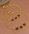 10.5 Inch Floral Micro Gold Plated Black Stone Anklet Evil Eye Payal Designs ANKL1274 10.5 Inch Floral Micro Gold Plated Black Stone Anklet Evil Eye Payal Designs ANKL1274