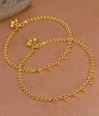 11 Inch Traditional Micro Gold Polish Ruby Stone Anklet Shop Online ANKL1275 11 Inch Traditional Micro Gold Polish Ruby Stone Anklet Shop Online ANKL1275