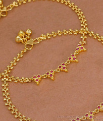10.5 Inch Traditional Micro Gold Polish Ruby Stone Anklet Shop Online ANKL1275 10.5 Inch Traditional Micro Gold Polish Ruby Stone Anklet Shop Online ANKL1275