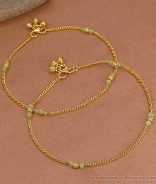 10.5 Inch Small Green Beads Gold Imitation Payal Light Weight Collections ANKL1276 10.5 Inch Small Green Beads Gold Imitation Payal Light Weight Collections ANKL1276