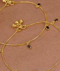 10 Inch Daily Wear One Gram Gold Black Stone Payal Evil Eye Jewelry ANKL1277 10 Inch Daily Wear One Gram Gold Black Stone Payal Evil Eye Jewelry ANKL1277