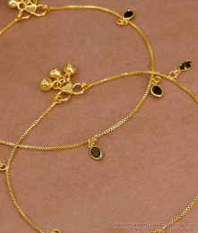 11 Inch Daily Wear One Gram Gold Black Stone Payal Evil Eye Jewelry ANKL1277 11 Inch Daily Wear One Gram Gold Black Stone Payal Evil Eye Jewelry ANKL1277