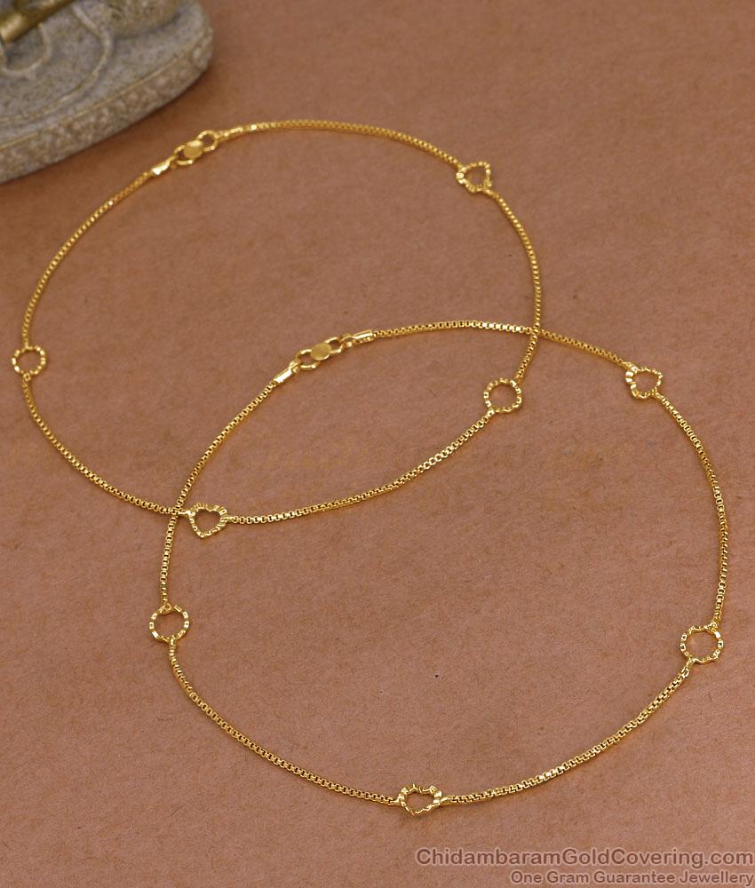 10 Inch Daily Wear Pure Impon 5 Metal Thin Anklet Heart Design For Women ANKL1280