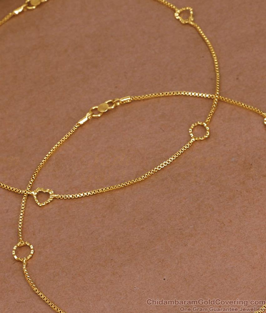 10 Inch Daily Wear Pure Impon 5 Metal Thin Anklet Heart Design For Women ANKL1280