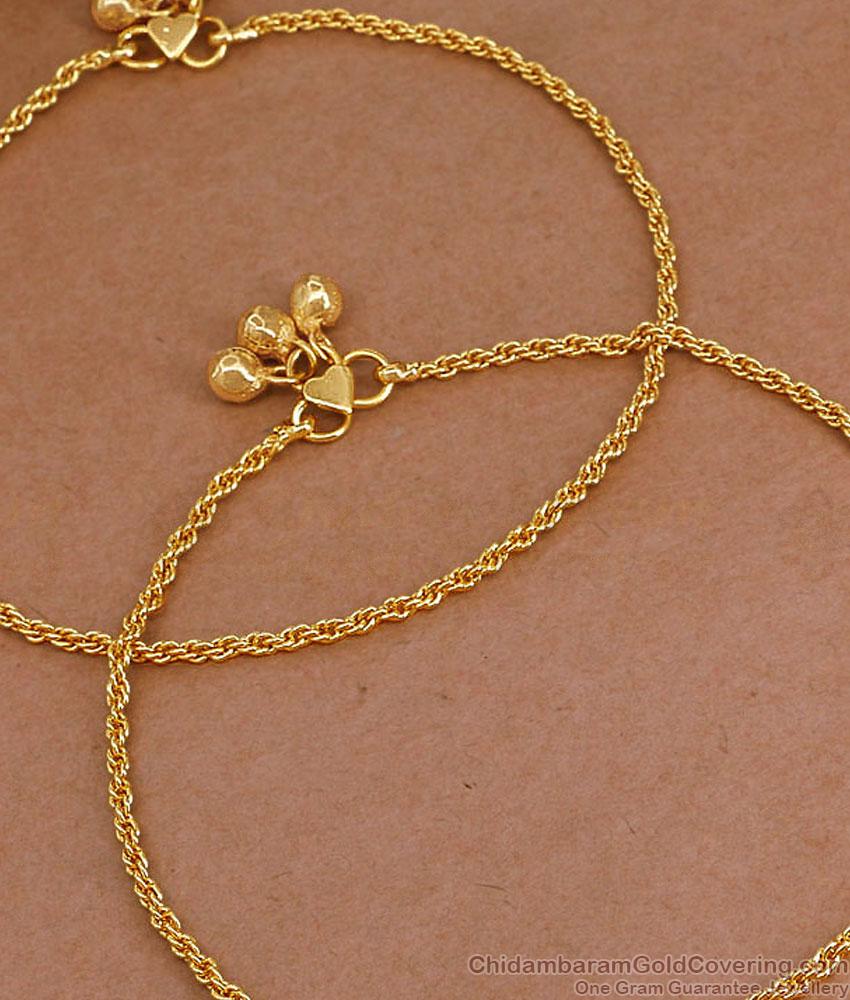 10.5 Inch Daily Wear Gold Imitation Payal Spiral Chain Design ANKL1281 10.5 Inch Daily Wear Gold Imitation Payal Spiral Chain Design ANKL1281